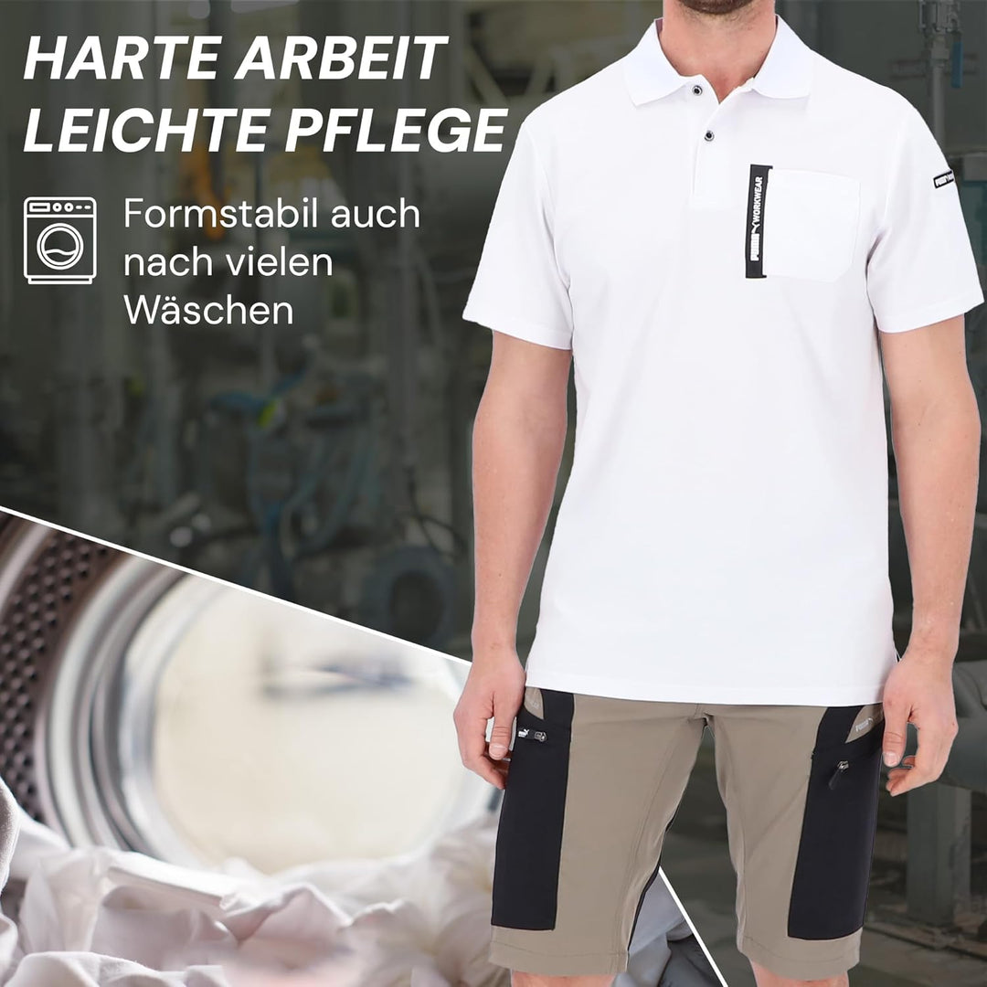 PUMA Workwear Advanced – Poloshirt Herren Kurzarm – Arbeitsshirt mit Brusttasche und Utility Fach an