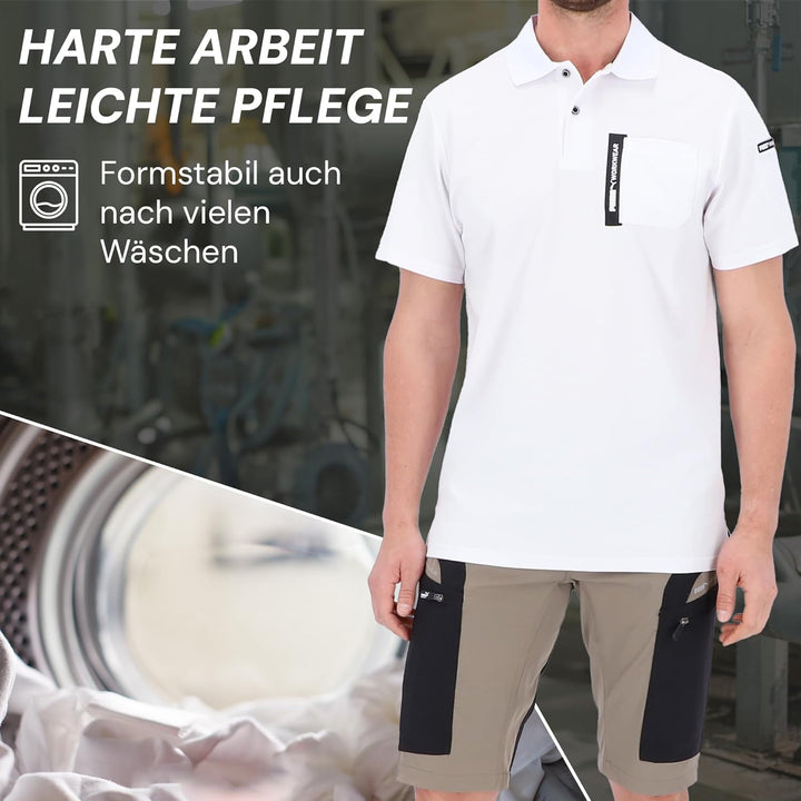 PUMA Workwear Advanced – Poloshirt Herren Kurzarm – Arbeitsshirt mit Brusttasche und Utility Fach an