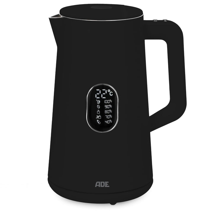 ADE Energiesparender Wasserkocher mit Temperatureinstellung 40-100°C | 1,5 l | Edelstahl | BPA-frei