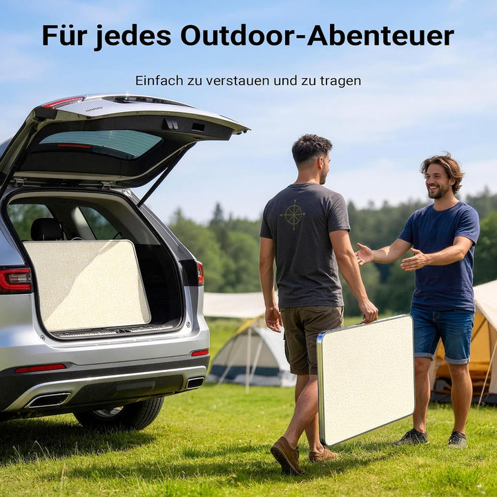 Wiltec Campingtisch klappbar 80x60cm mit weisser Tischplatte aus MDF und Aluminium Rahmen Klapptisch