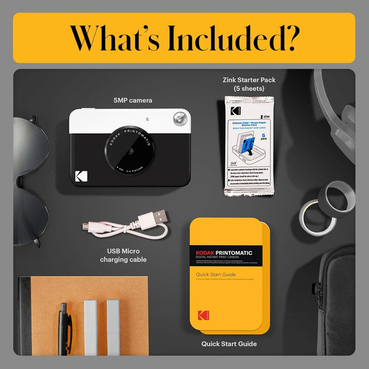 KODAK Printomatic Vollfarb-Sofortdruckkamera-Starterpaket + Softcase + Zink-Fotopapier, 20 Stück – B