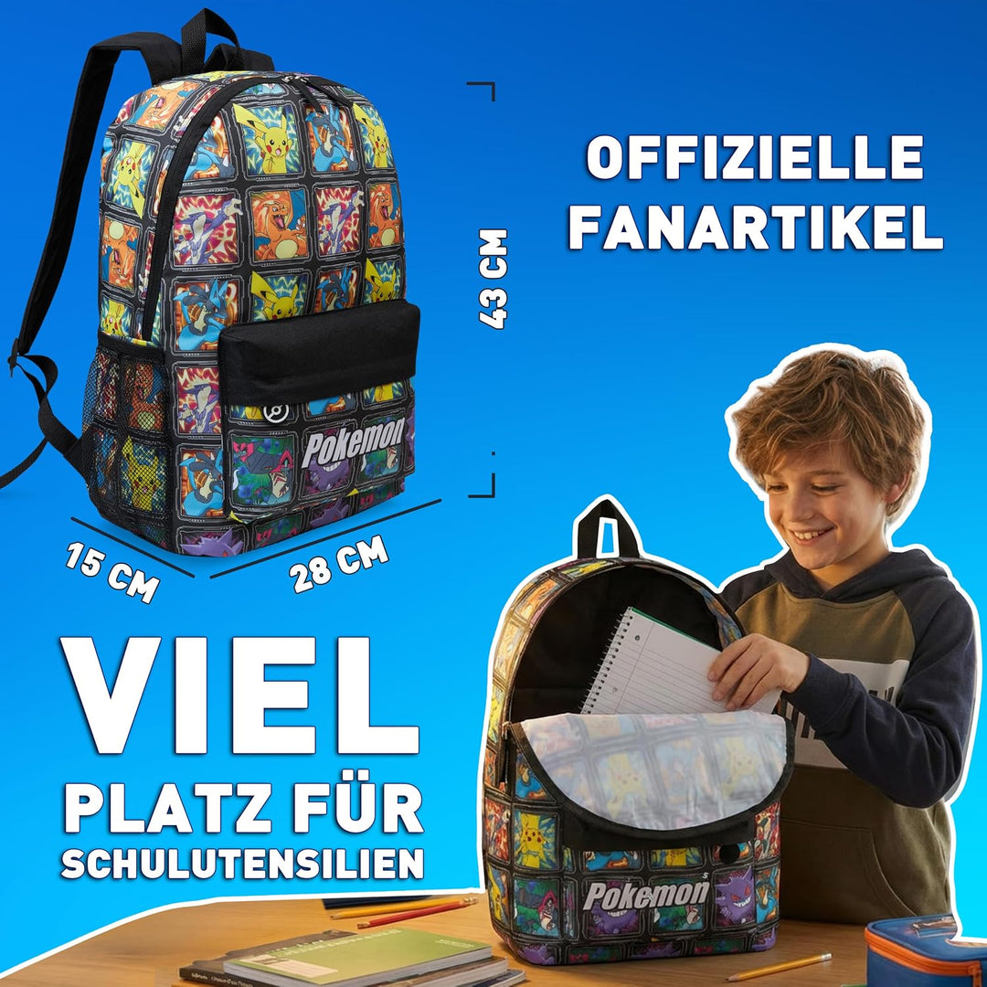 Get Trend Pokemon Rucksack Kinder Set, Kinderrucksack &amp; Trinkflasche, 500ml Schule Sport Freizeit, G