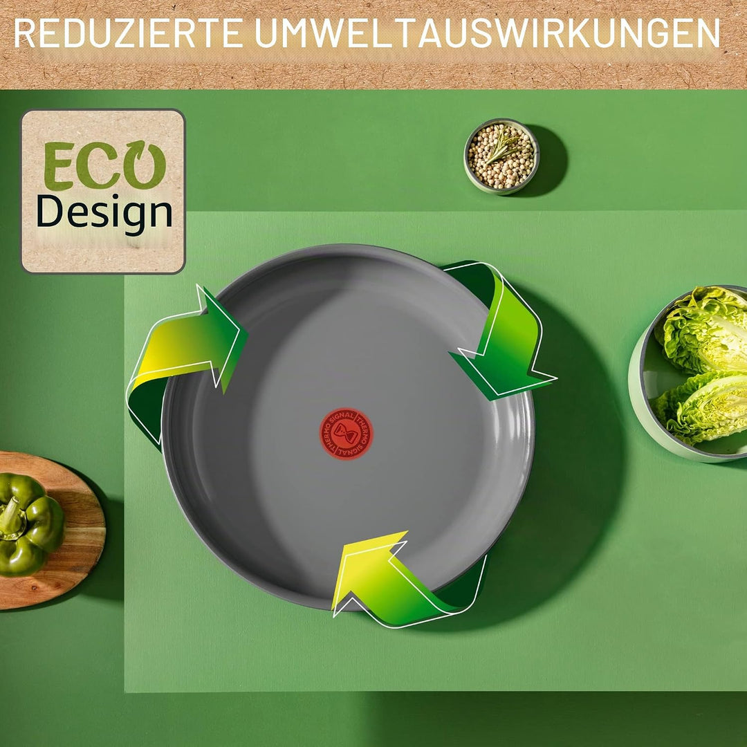 Tefal Ingenio Renew Set mit 3 Teilen, Pfanne 28 cm, Topf 18 cm, Griff, Induktion, Keramikbeschichtun