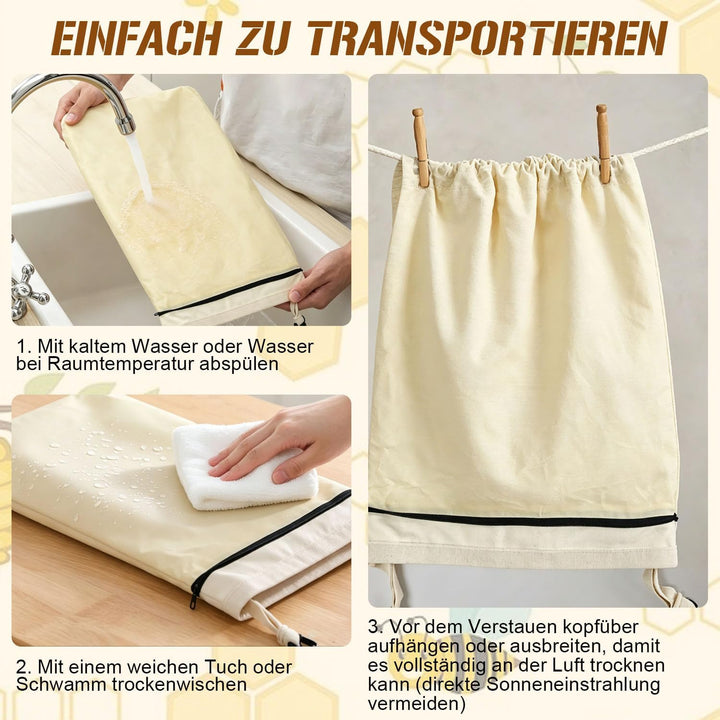 2er Set Bienenwachs Brotbeutel mit Reissverschluss, wiederverwendbar aus Leinen, für Sauerteig &amp; Bac