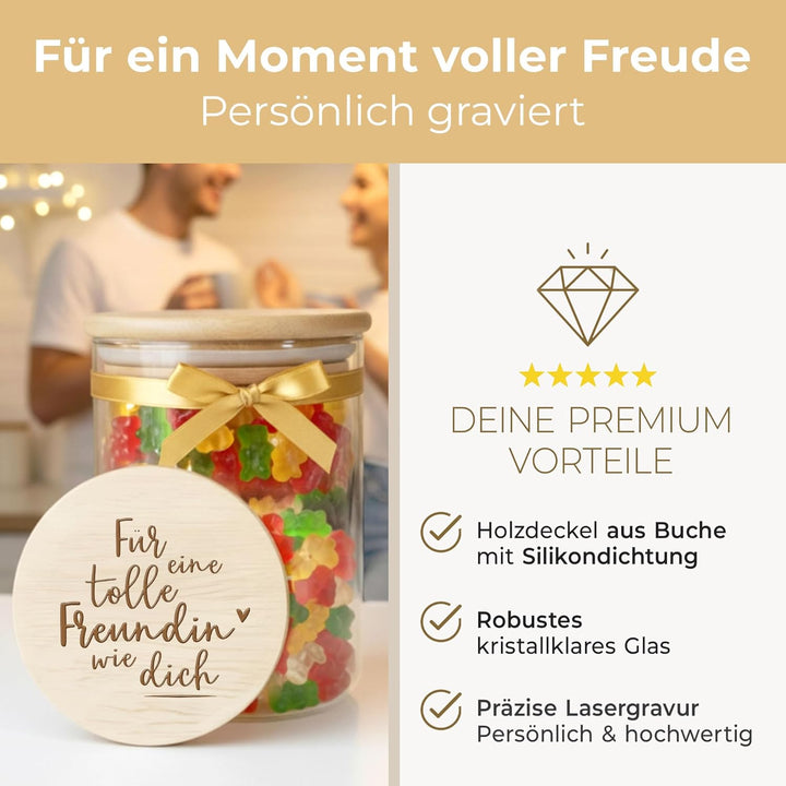 Grandora Vorratsglas Geschenk für Beste Freundin Aufbewahrungsglas Freundschaftsgeschenk Geschenkide