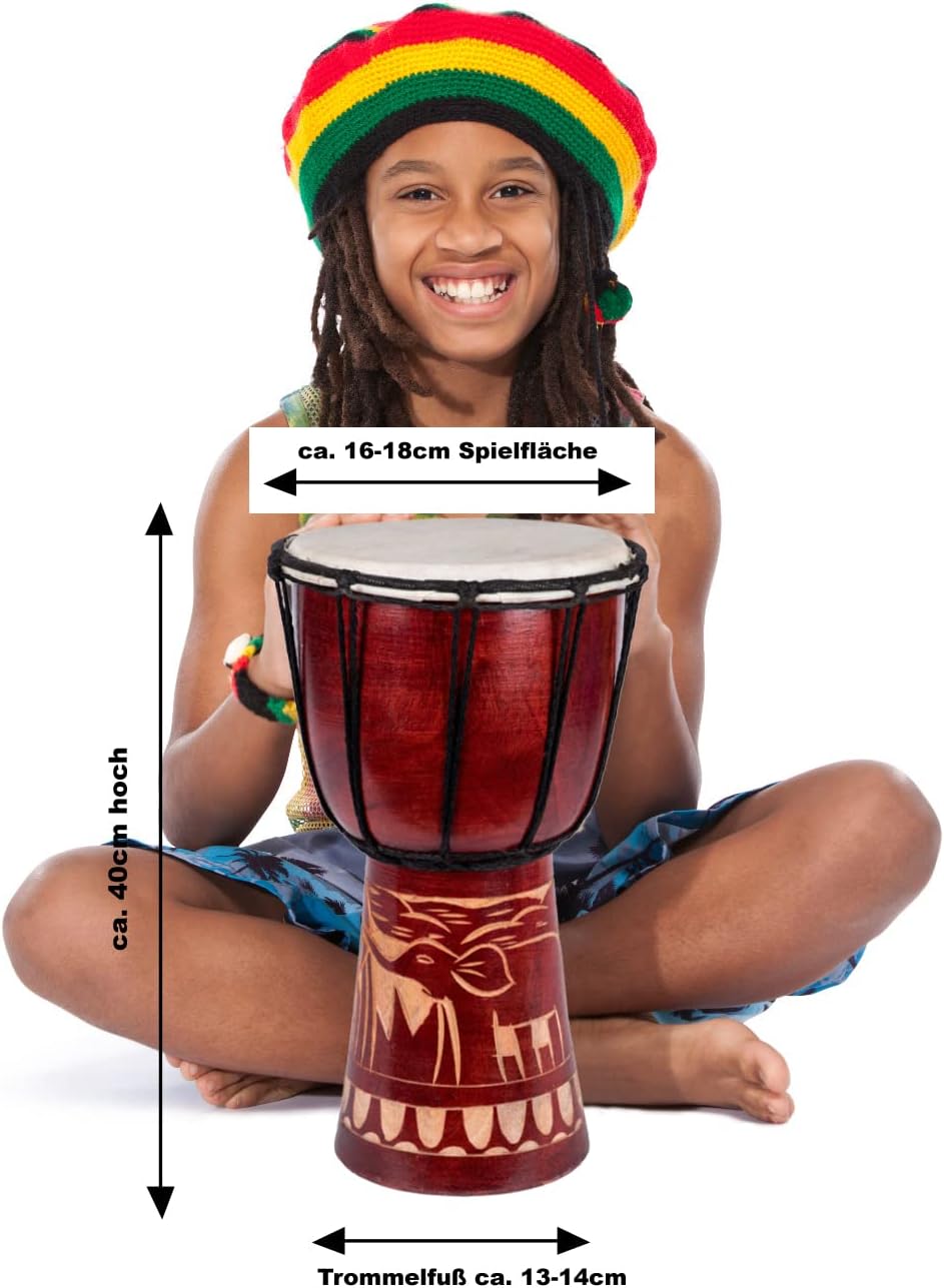 40cm Djembe Trommel Bongo Elefant Anfänger Kinder Guter Klang Fair Trade