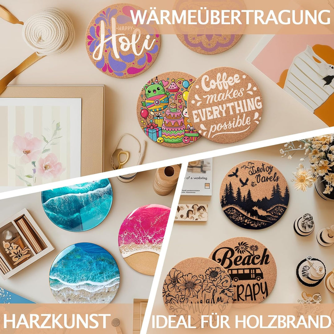 100 Stück Korkuntersetzer für Getränke, GOH DODD Saugfähige Blanke Untersetzer für Deko, Geeignet fü