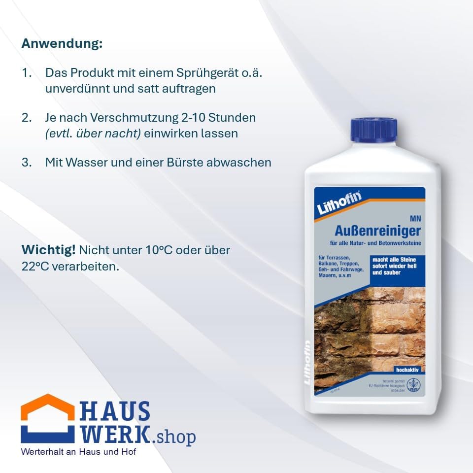 Set Lithofin Allex 1 Liter + 500 ml MN Aussenreiniger + Bürste + Haushaltshandschuhe