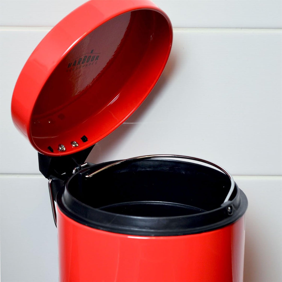 Harbour Housewares Runde Badezimmerpedalbehälter - 3L - Rot, rot
