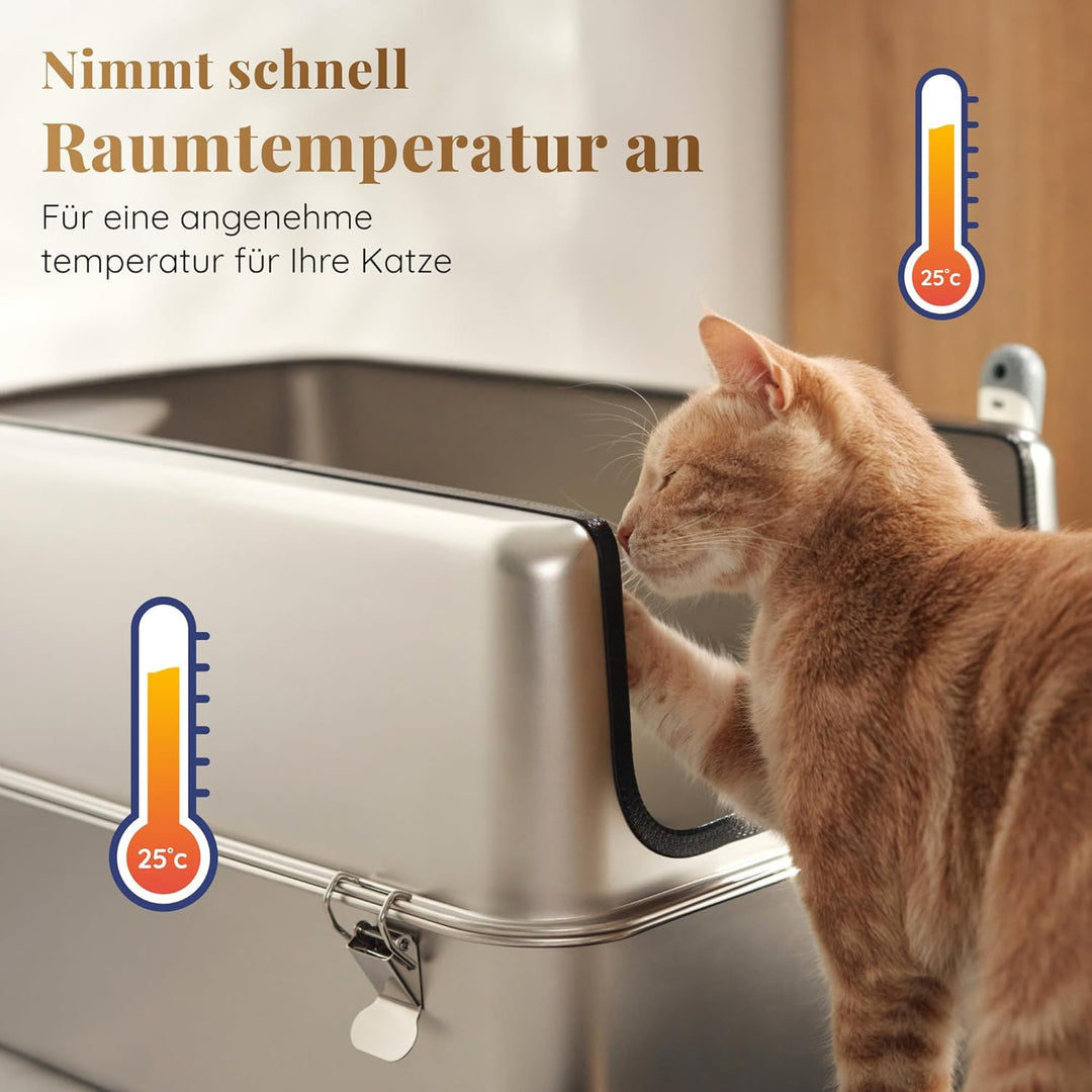 Katzenklo Edelstahl XXL – Leicht zu Reinigen, Geruchsresistent – Katzentoilette Edelstahl mit hohem