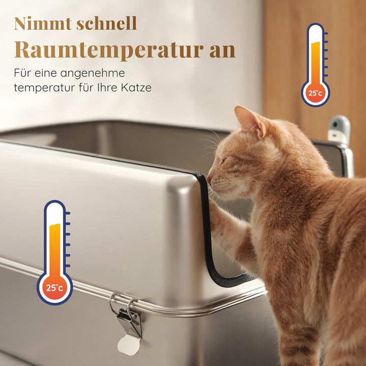 Katzenklo Edelstahl XXL – Leicht zu Reinigen, Geruchsresistent – Katzentoilette Edelstahl mit hohem