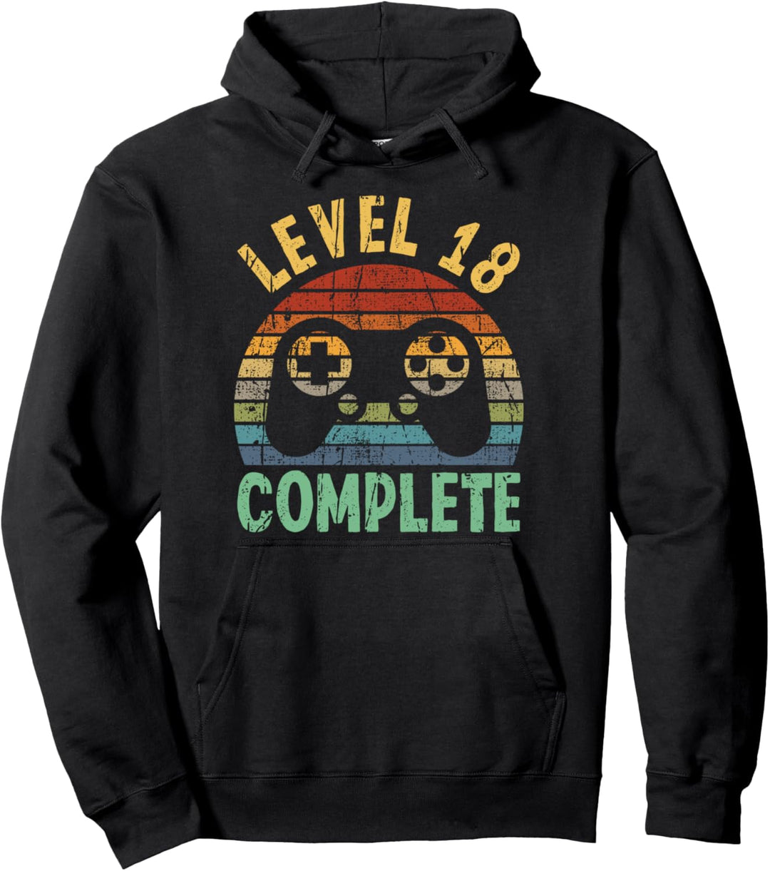 Geburtstag 18 Jahre Männer Geschenk Level 18 Complete Gaming Pullover Hoodie