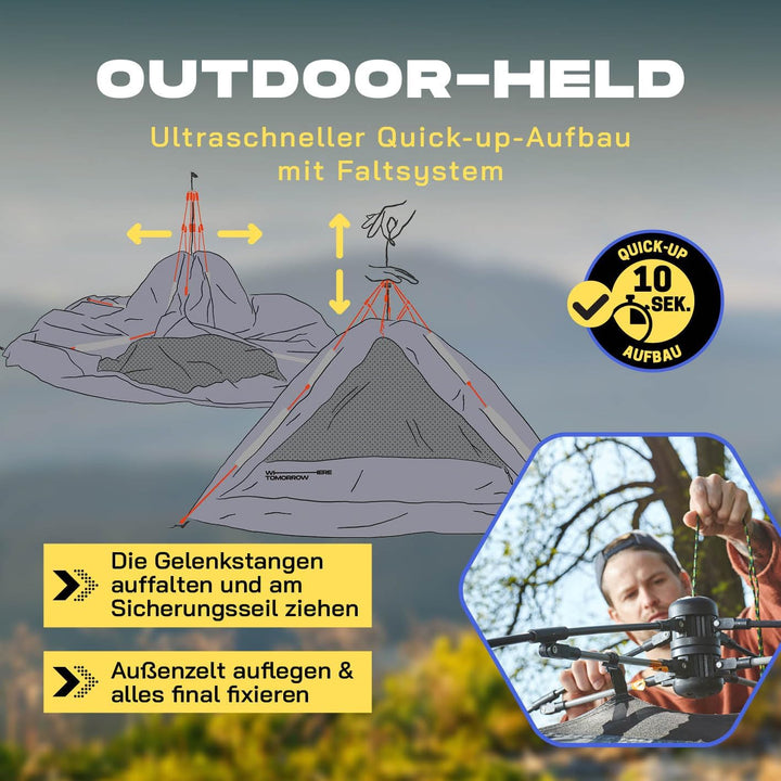 Lumaland Camping Zelt | Leichtes Pop Up Wurfzelt | 2-4 Personen Kuppelzelt | Trekking & Festival Igl
