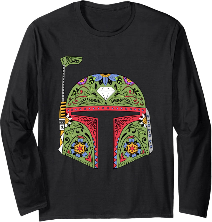 Star Wars Boba Fett Sugar Skull Helmet Langarmshirt