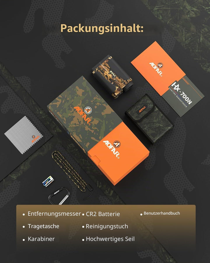 AOFAR HX-700N Golf Entfernungsmesser Jagd 700 Yards Wasserdicht bogenschiessen entfernungsmesser, En