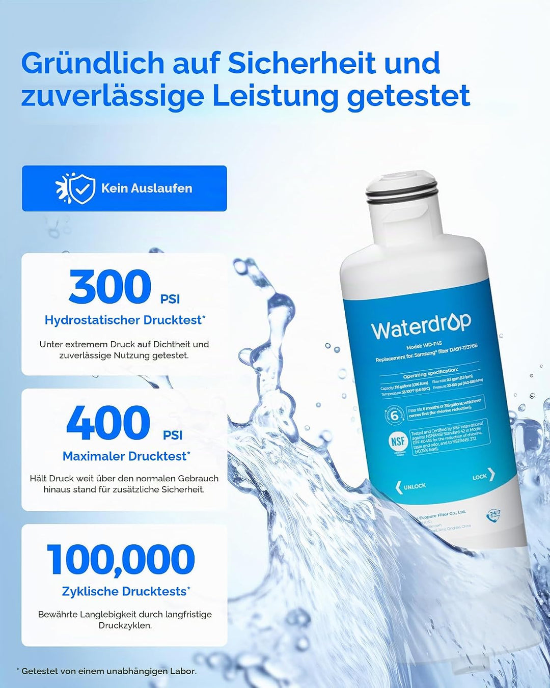 Waterdrop DA97-17376B Refrigerator Water Filter, Kompatibel mit Samsung® HAF-QIN/EXP, DA97-17376B, H