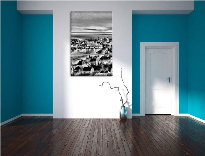Pixxprint Frankfurt Skyline als Leinwandbild/Grösse: 3 Teilig (120x80) / Wandbild/Kunstdruck/fertig