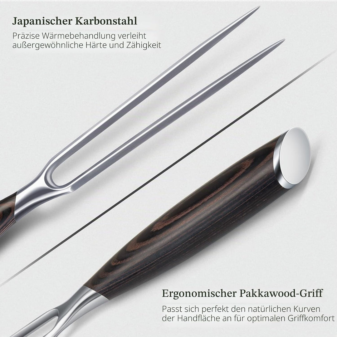 HOSHANHO Fleischgabel 18cm, Messerscharfe Grillgabel mit Zwei Zinken für Fleisch, Professionelle Jap