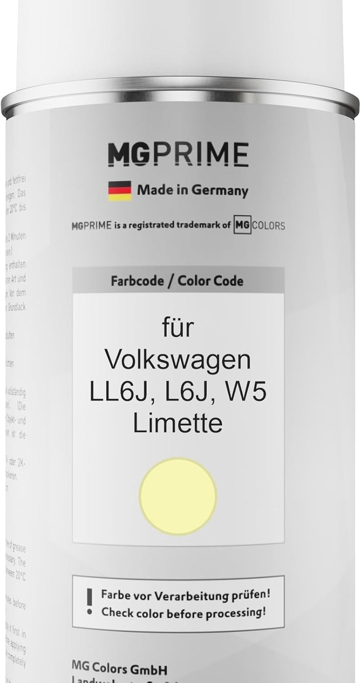 MG PRIME Autolack Sprühdosen Set für Volkswagen VW LL6J / L6J / W5 Limette Basislack Klarlack Sprayd