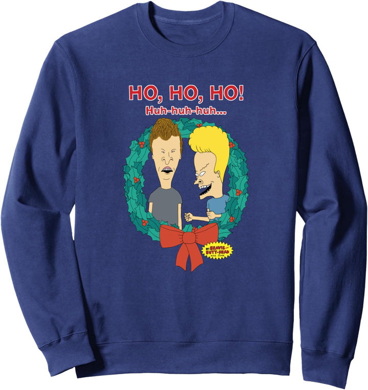 Beavis and Butt-Head Laugh Christmas Wreath Sweatshirt
