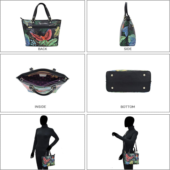 Anuschka Women's Echtleder Medium Tote - Handbemalte Handwerkskunst Rainforest Beauties, Rainforest