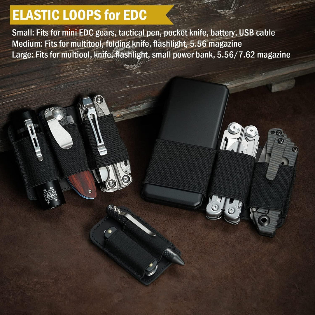 VIPERADE PL6 EDC Elastischer Organizer Patch mit Haken, seitlicher Leder EDC Halter Patch für Taktis