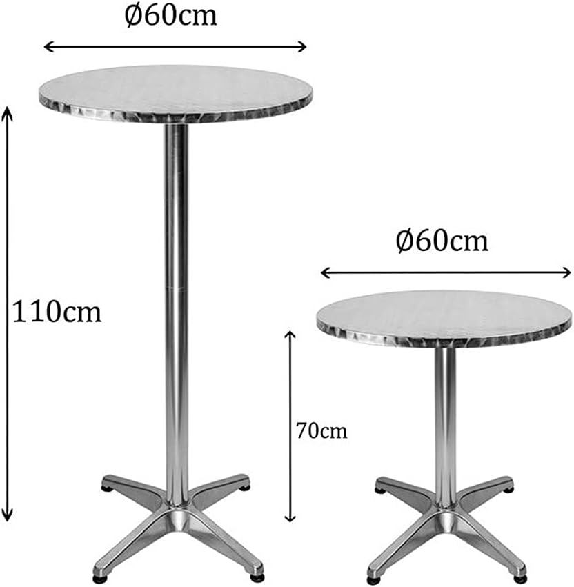 OHMG Bartisch, klappbar, quadratisch, Ø 60 cm, Aluminium, höhenverstellbar 70/110 cm, Stehtisch, hoc