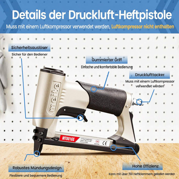 meite MT8016S Polsterhefter, 21 Gauge, Serie 80, 1,27 cm Krone, 0,6 cm bis 1,6 cm Länge, feiner Drah