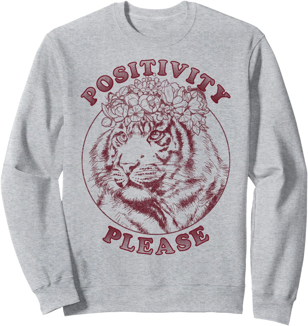 Positivity Please Floral Tiger Circle Portrait Sweatshirt