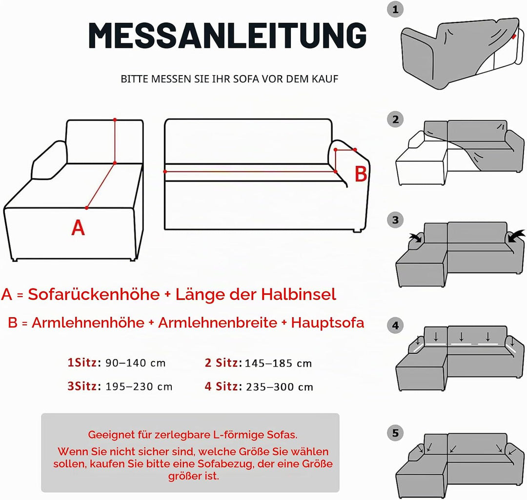 Lydevo Sofabezug Ecksofa L Form Sofa Überwürfe Stretch Sofabezug L Form Rechts oder Links mit Zwei K