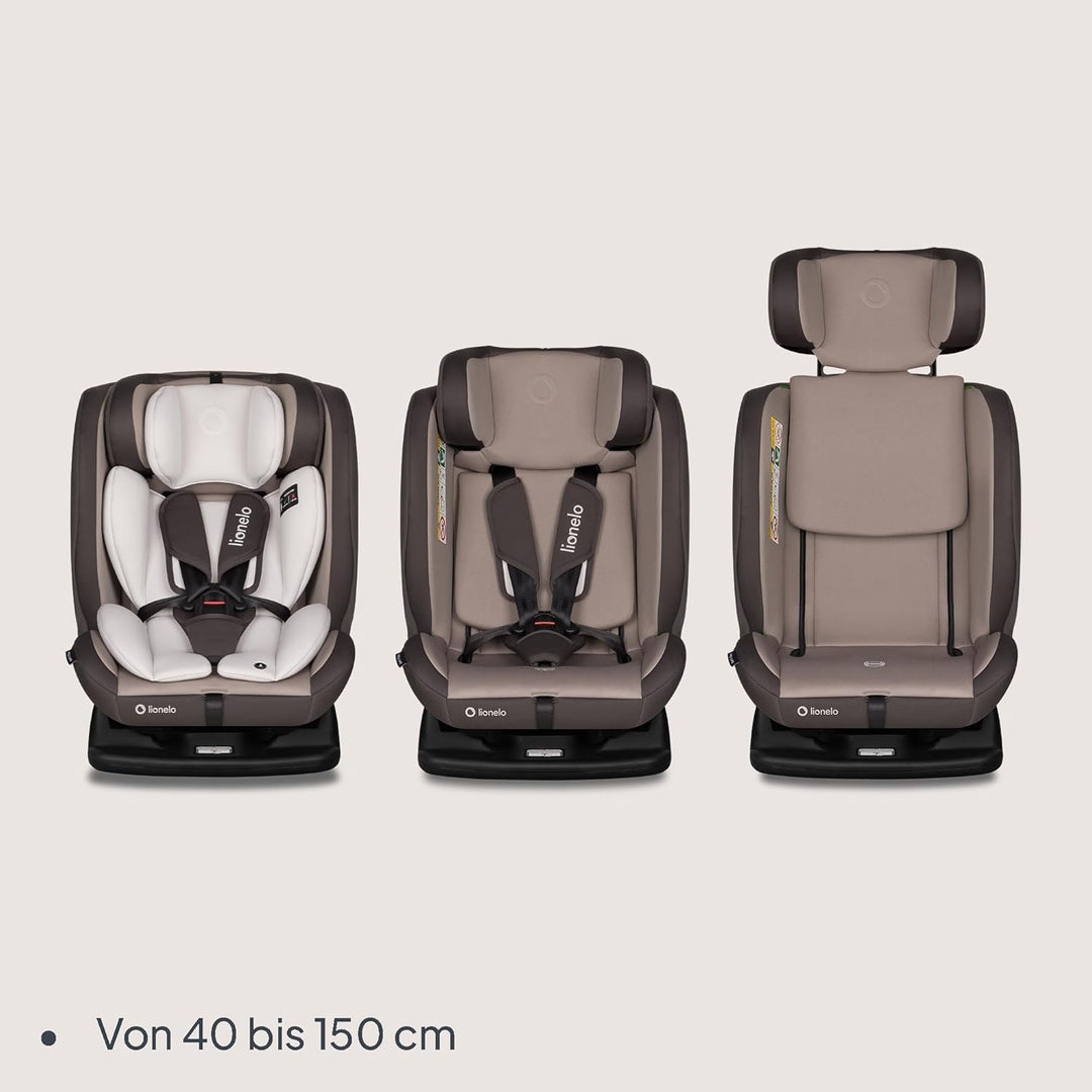 LIONELO AART I-SIZE Autositz für Kleinkinder 40-150 cm, Montage mit Sicherheitsgurten, Kopfstützen-