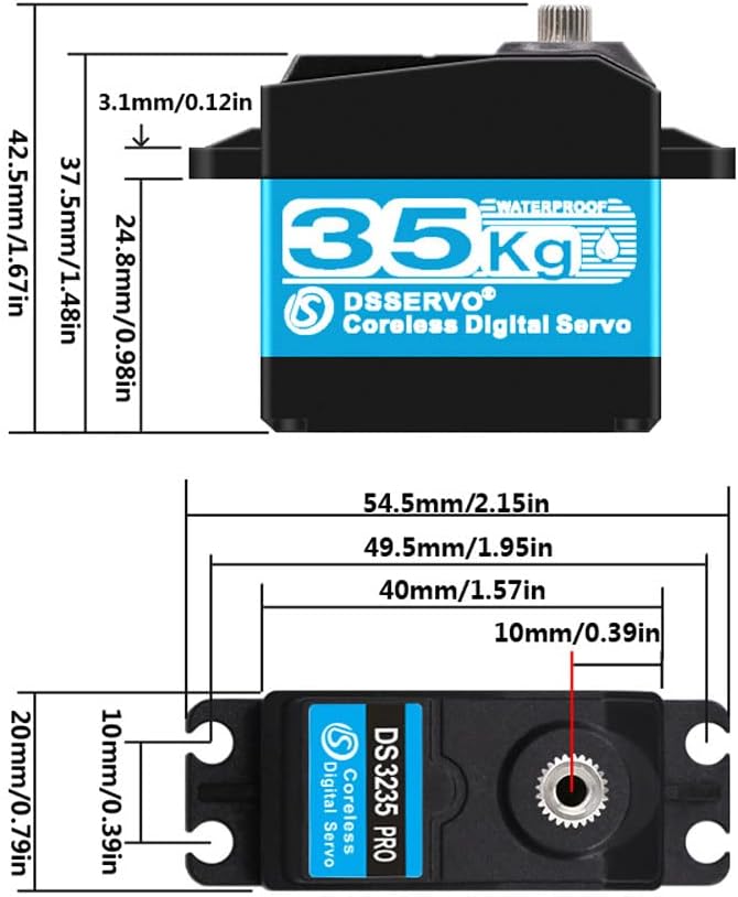 ANNIMOS 35kg PRO Coreless RC Servo Hohes Drehmoment Edelstahl Getriebe Hobby Servomotoren 270 Grad 2