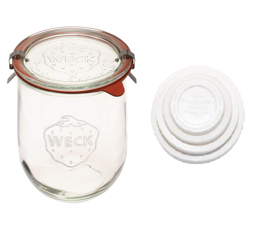 Weck - Grosse Gläser für Sauerteig - Starterglas mit Glasdeckel - Tulpenglas mit breiter Öffnung - W