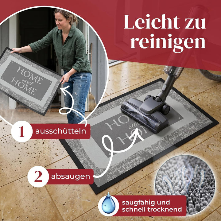 Valia Home Hochwertige Fussmatte 60x80 cm (Large) – Schmutzfangmatte für Innen &amp; Aussen, rutschfest