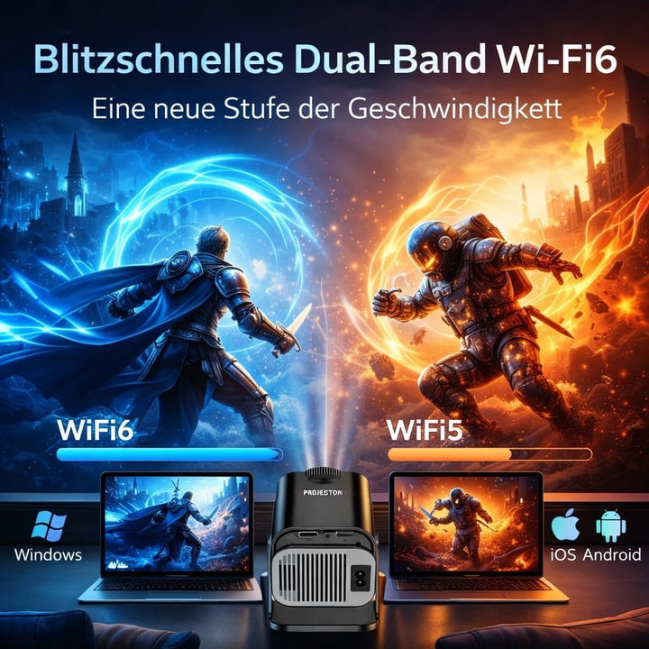 Osmo™ FlixPro Mini Beamer Projektor Heimkino WLAN 6 Bluetooth 4K 1080p LED HDMI