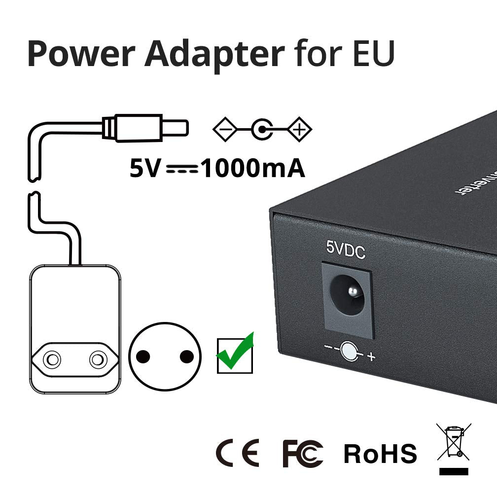 10Gtek® [2 Stück] Gigabit Ethernet Medienkonverter, mit Built-in 1Gb Multi-Mode SC Transceiver, Mult