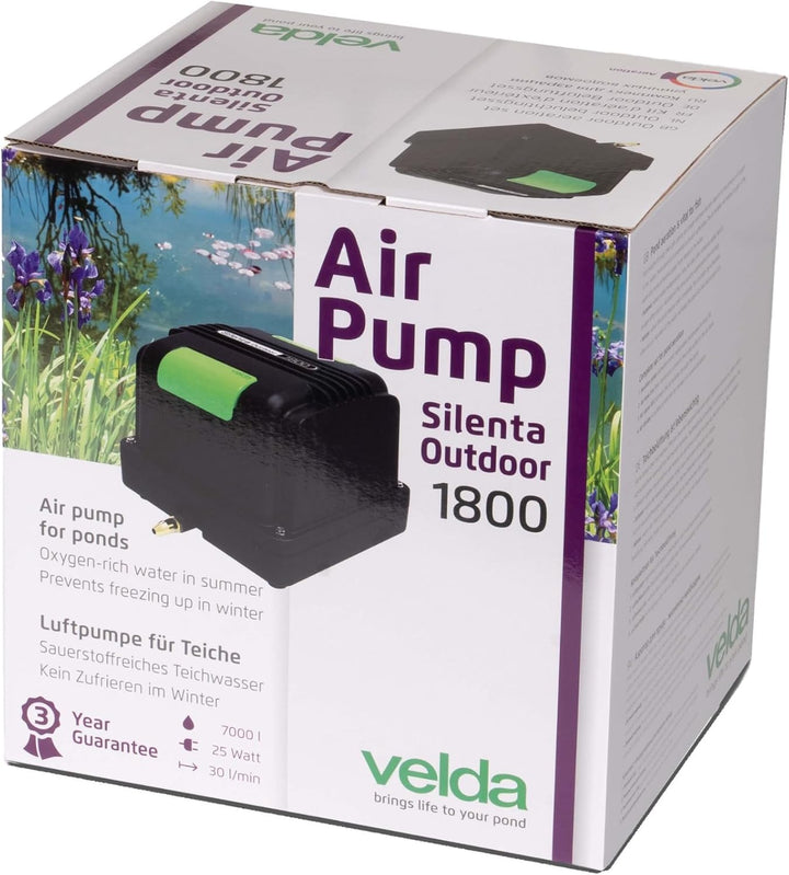 Velda 125080 Professionelles Belüftungsset für Teiche bis 3000 Liter, 15 Watt, Silenta Pro Air 1200