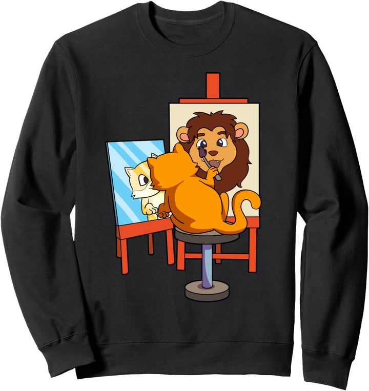 Nette Künstlerische Katze Nette Malerei Löwe Kunst Künstler Sweatshirt