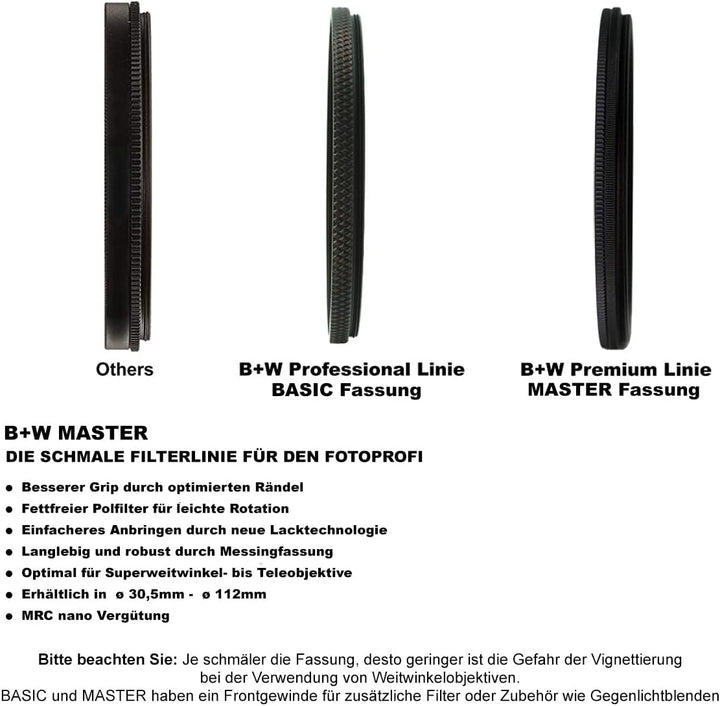 B+W UV-Filter MRC Nano Master 46mm (16x vergütet, Slim, Premium) 1101499 Black