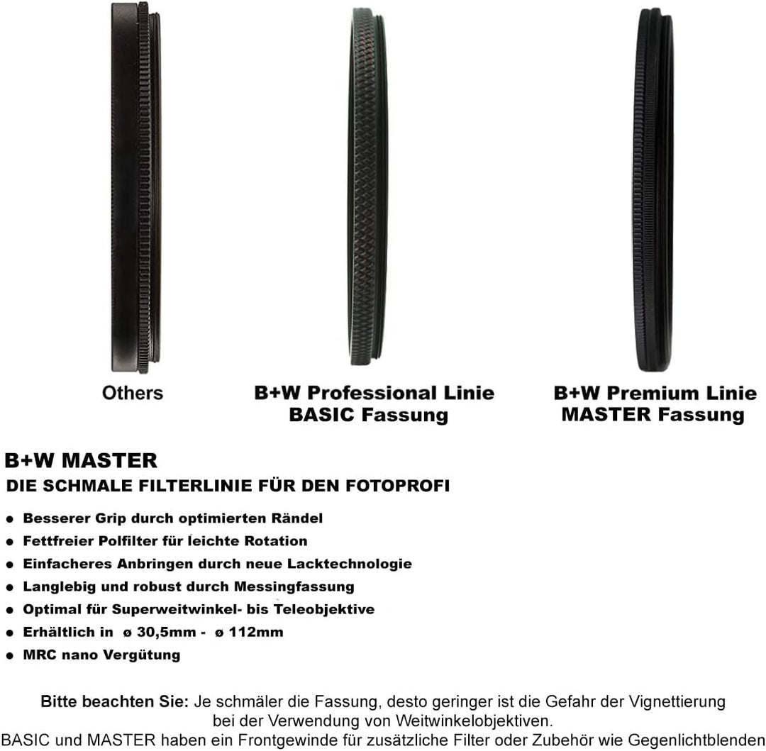 B+W UV-Filter MRC Nano Master 62mm (16x vergütet, Slim, Premium) 1101505 Black 010M Glasfilter, 010M