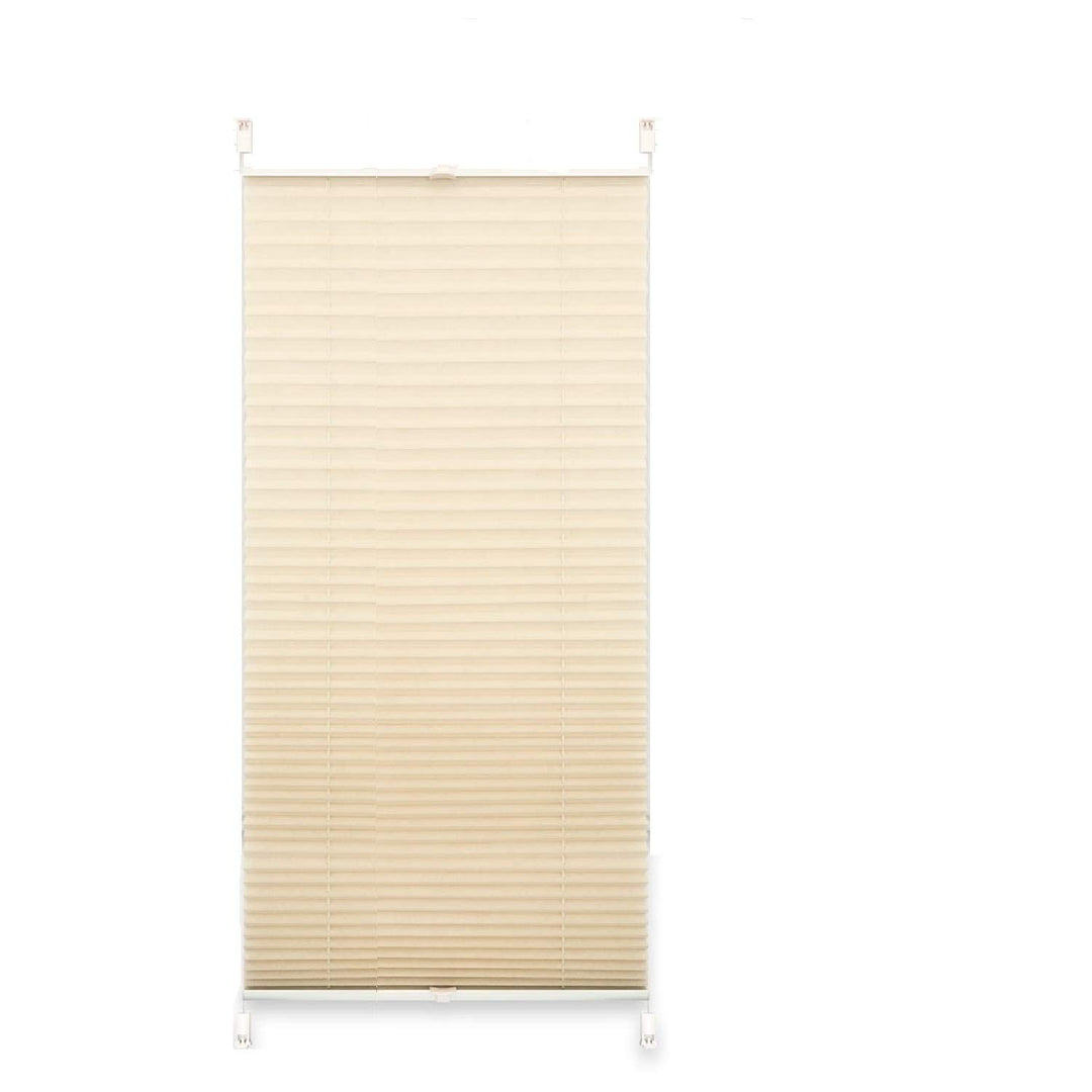 EXKLUSIV HEIMTEXTIL Plissee Verspannt mit Klemmträgern beige Crash 75 x 140 cm, Beige Crash 75 x 140