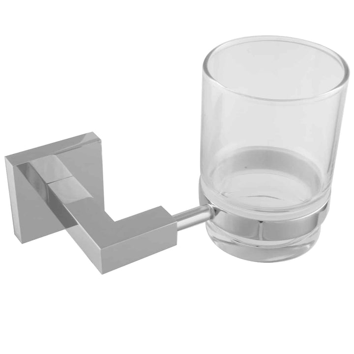 PaulGurkes Zahnputzbecher aus Glas mit Wandhalter eckig Modern