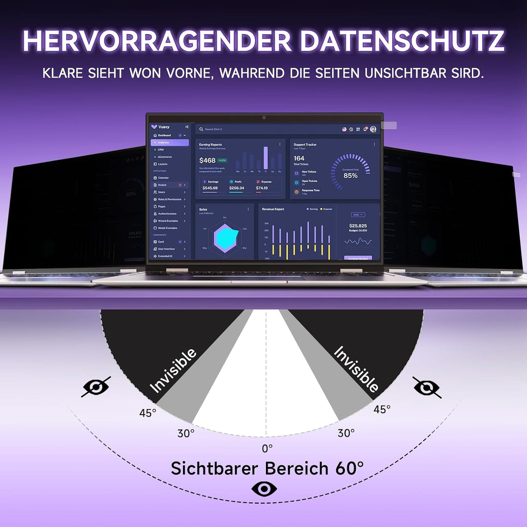 Blickschutzfolie für Laptop 13,3 Zoll 16:9, Anti Glare & Blaulichtfilternd, Mit Randseitigen Klebest