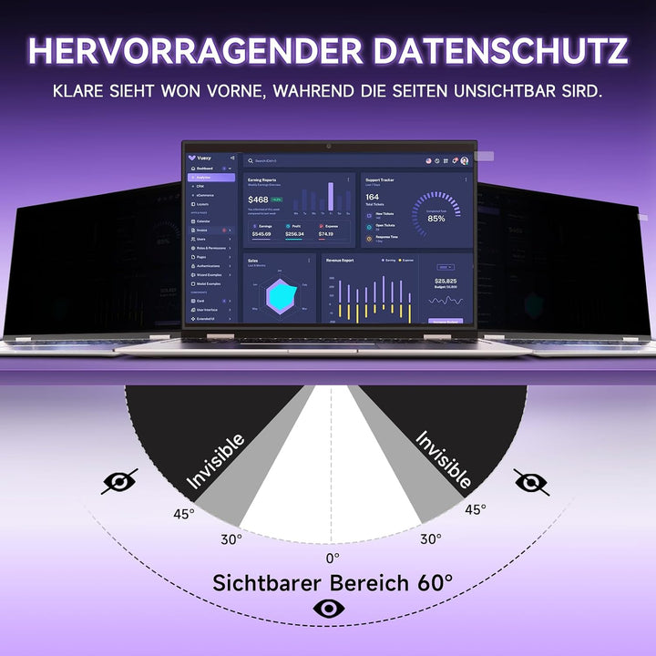 Blickschutzfolie für Laptop 13,3 Zoll 16:9, Anti Glare & Blaulichtfilternd, Mit Randseitigen Klebest