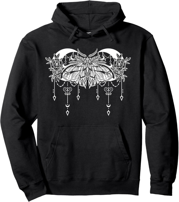 Moon Rose Witchcraft Motte Pullover Hoodie