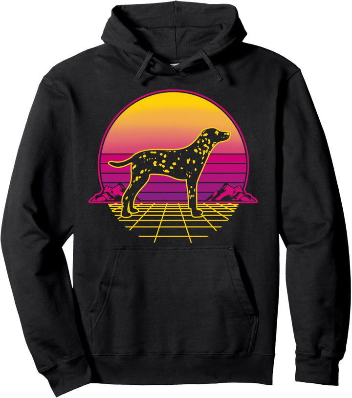 Dalmatiner Hund Welpe Retro Vintage Sunset Geschenk Pullover Hoodie