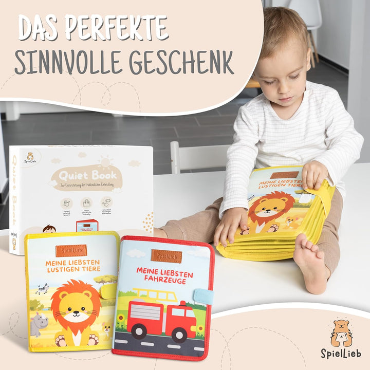 Montessori Quiet Book ab 1 Jahr - interaktives Busy Board ab 1 Jahr mit Tieren - Quiet Book &amp; Motori