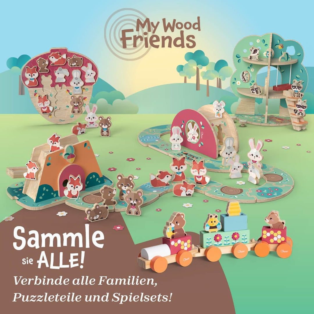 Chicco, Holzspielzeug, Der Fuchsbau, Montessori-Spiel, 3 Exklusive Figuren, Balance-Aktivitäten, Ent