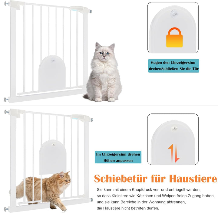Aufun Treppenschutzgitter Türschutzgitter Kinder ohne Bohren, für 75-85 cm breit, Türgitter mit Druc