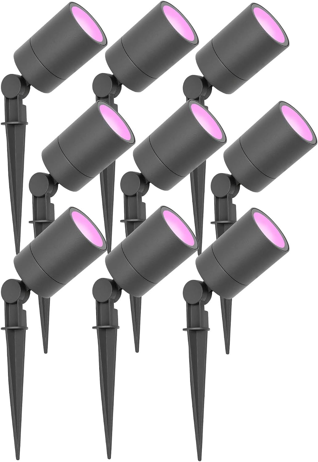 Ledvion - 9X SMART Wifi LED Strahler, Anthrazit Aluminium, IP65, 5W, RGBWW, 1 Meter Kabel, LED Strah